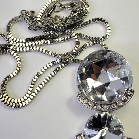 Crystal Teardrop Pendant Necklace STATEMENT Crystal Pendant Necklace - Picture 6 of 13